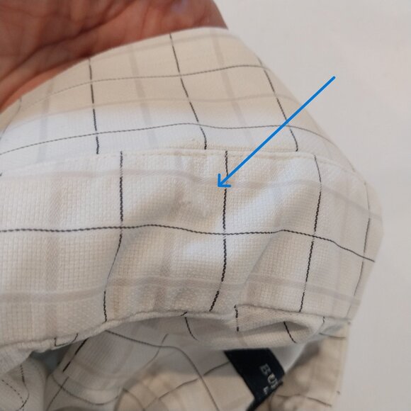 Burberry Dress Shirt Men 16.5 35 White Black Striped Long Sleeve Plaid Button Up - Picture 5 of 14